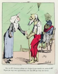 Cartoon die de Assistance Publique bekritiseert tijdens de Commune, 1871